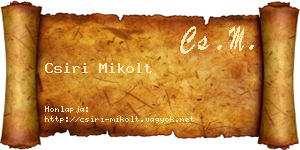 Csiri Mikolt névjegykártya